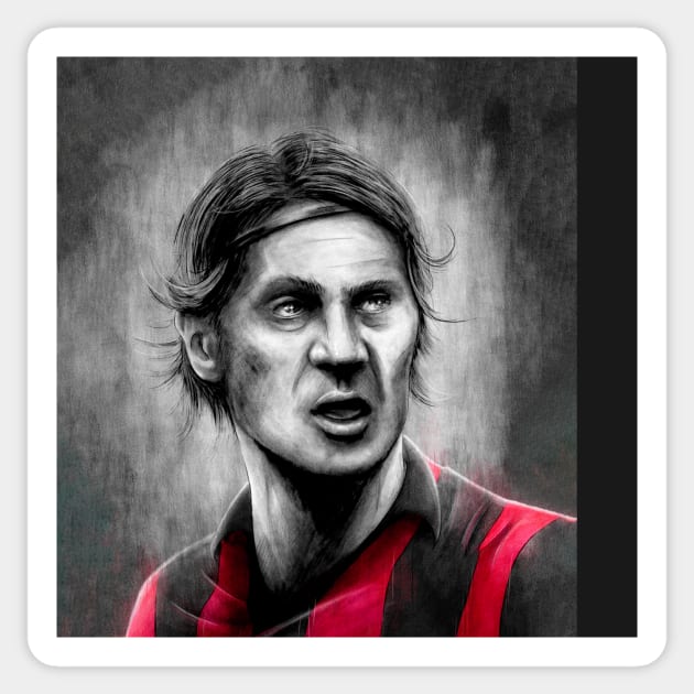 Paolo Maldini - AC Milan Serie A Football Artwork Sticker by barrymasterson